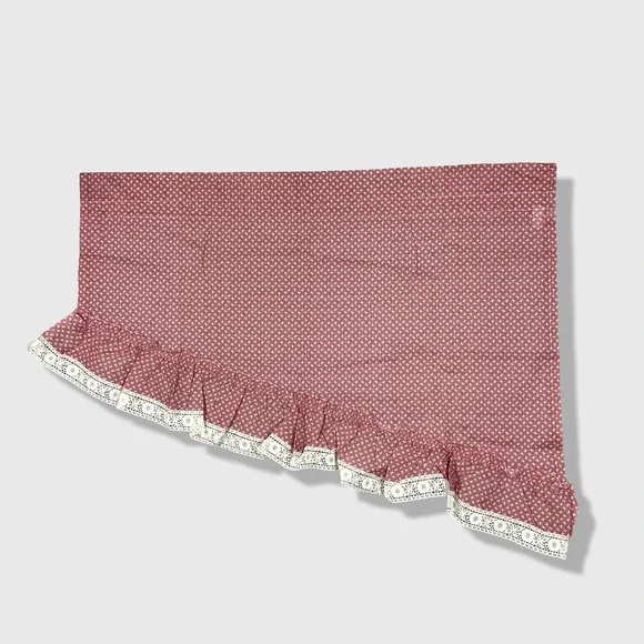 JCPenney Window Valance Home OS Burgundy Floral Cottagecore Lace Trim Vintage - Picture 4 of 9